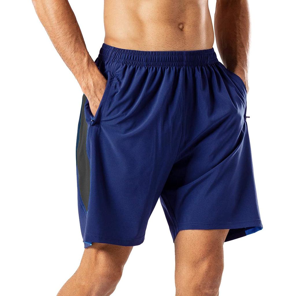 Men's Gym Shorts Quick Dry Lightweight Training Running Jogger Zipper Pockets