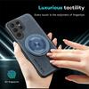 For Magsafe Magnetic 360°Rotat Metal Car Bracket Ring Leather Phone Case For Samsung S25 Ultra S23 S20 S21 S22 S24 Ultra Plus FE