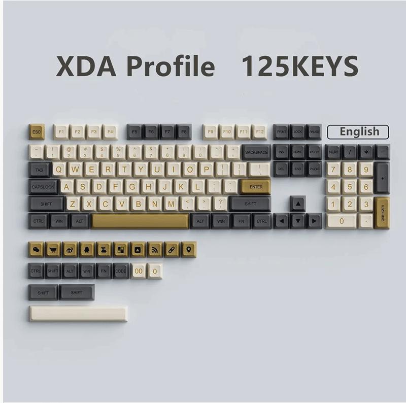 XDA PBT Keycaps Set: 125 Keys, Zhuyin, Korean, Thai, Russian, MX Switch Compatible