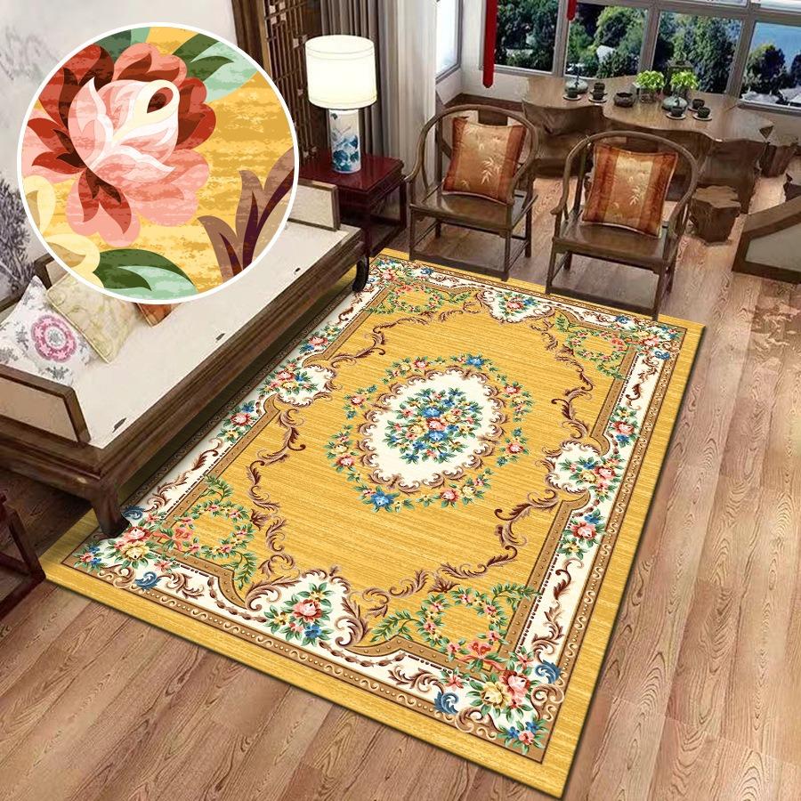 Retro Europe Persia Style Flowers Carpet Living Room Sofa Bedroom Study Bathroom Kitchen Entrance Door Mat Non-slip Decor Rug