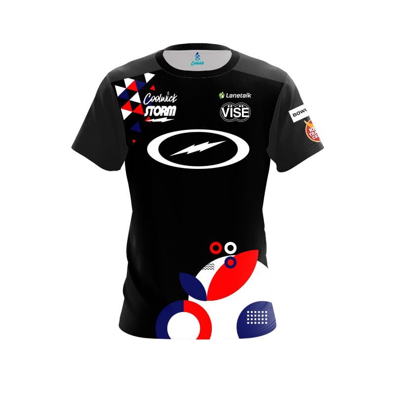 New  Coolwick Storm Bowling Jersey Black Lightning Logo Short Sleeve Performance T-Shirt Pro Player Fan Casual Sports Tee