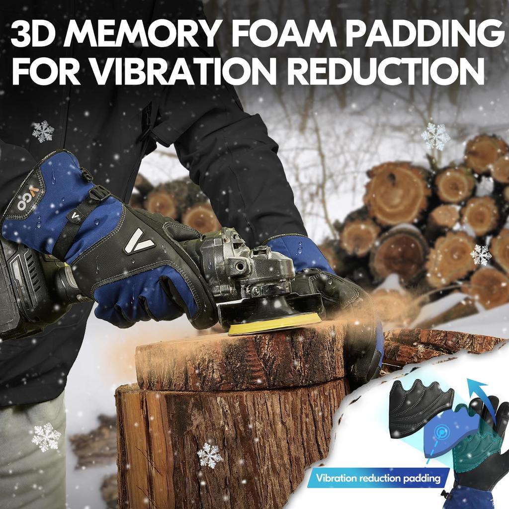 or or 3M Thinsulate insulation C120 with cotton Temless winter work waterproof and Cowhide leather gloves for freezer snow and 1 pair GA7760FLWP