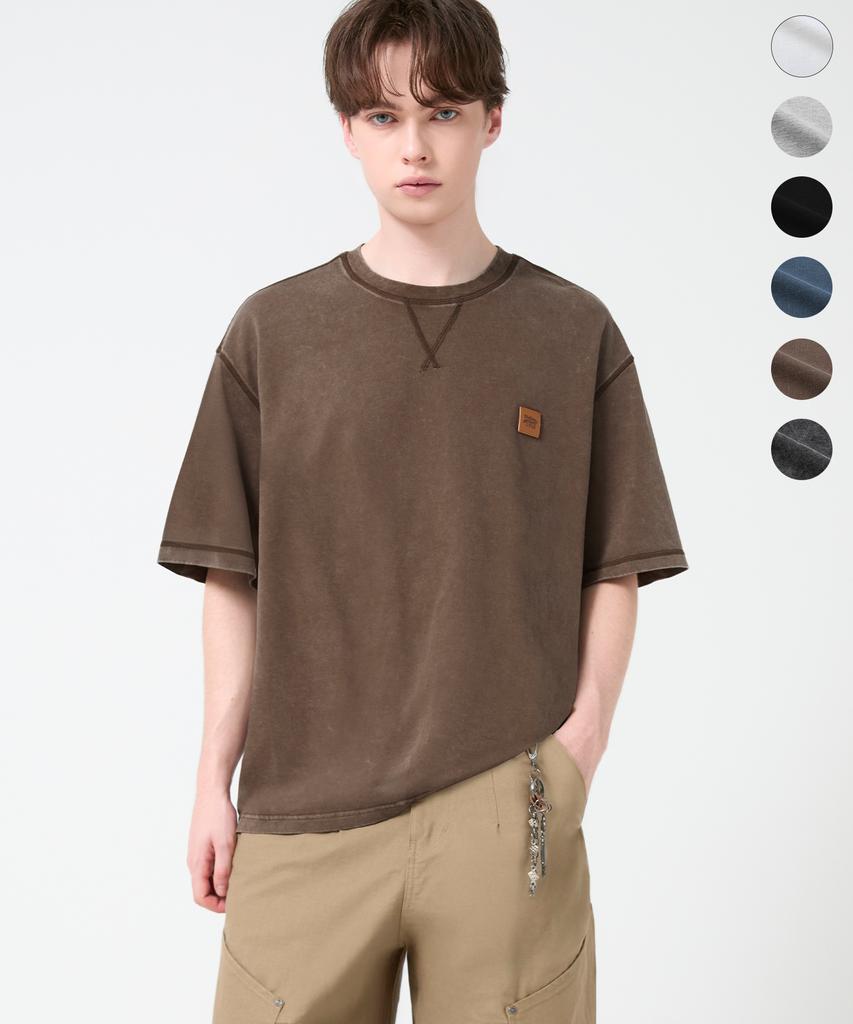 TRILLION Cover Stitch Pigment Short Sleeve T-Shirt_6 Colors (Type B)