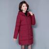 Damen Winter Casual Übergröße Mittellange Jacke Einfarbig Kapuze Warme Jacke