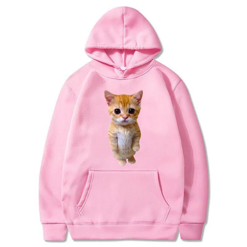 2025 Harajuku Style Funny Cat Printed Hoodie Multi-Color Casual Pullover Sweatshirt for  Man Boys Fashion Top for Autumn Moto