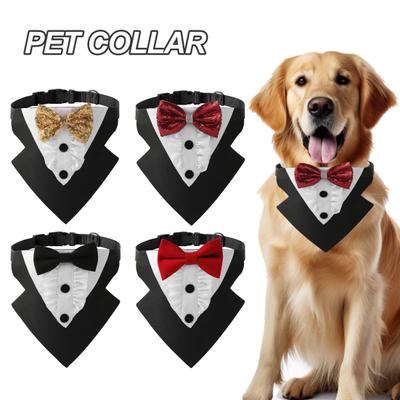 Pet Collar Sequined Bow Dog Bandana Collar Adjustable Comfortable Cats Triangle Scarf for Party Decor