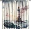 Lighthouse Curtains Vintage Sunset Ocean Island Lighthouse Nature Landscape Art Print Blackout Window Drapes for Bedroom Living