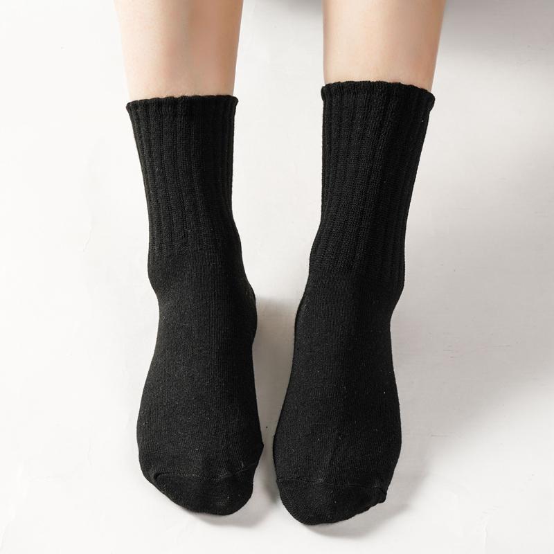 Women Mid Tube Spring and Autumn Socks Sweat-absorbent Deodorizing Pure Cotton Socks Boneless and Anti-pilling Pile Women's Socks