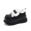 Platform-soled Loafers for Women's 2025 Autumn and Winter New White Versatile Inner Height-increasing Women's Shoes with Plush Warm Fluffy Shoes F