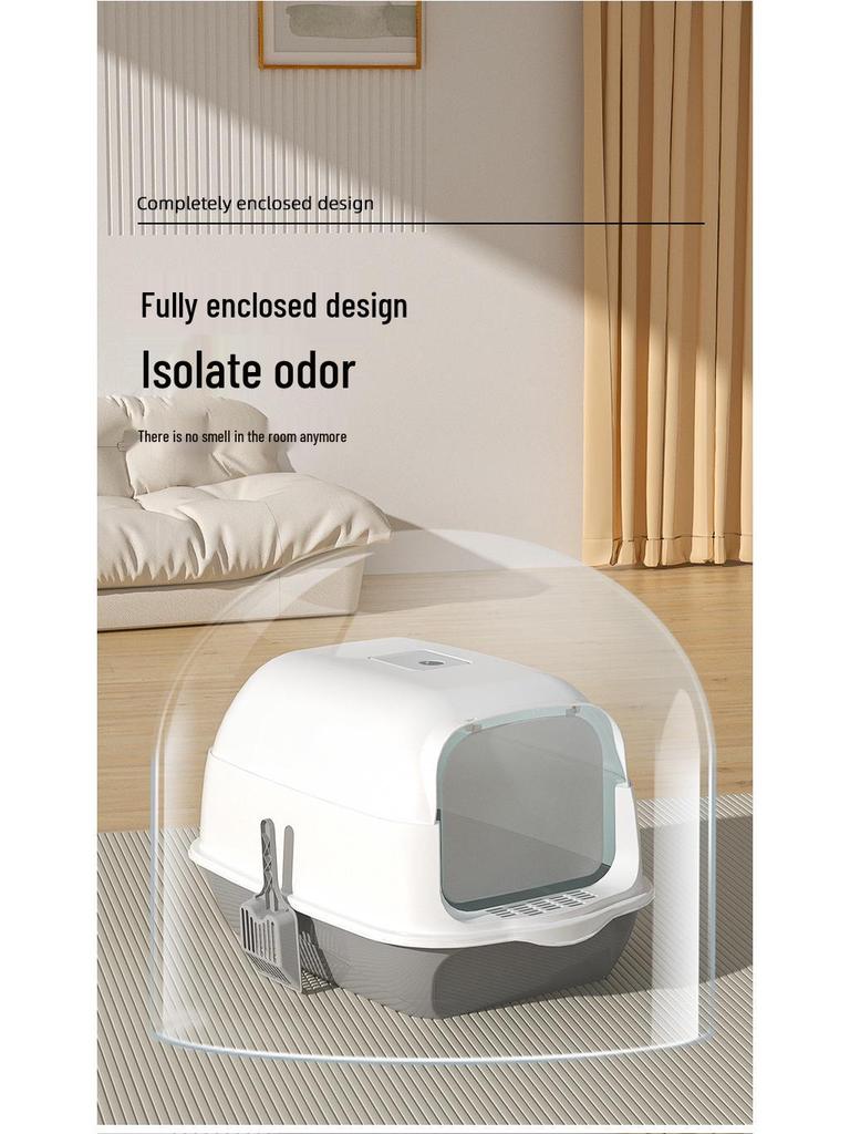 Extra-Large Enclosed Cat Litter Box: Odor & Splash-Proof, Dual-Use Design