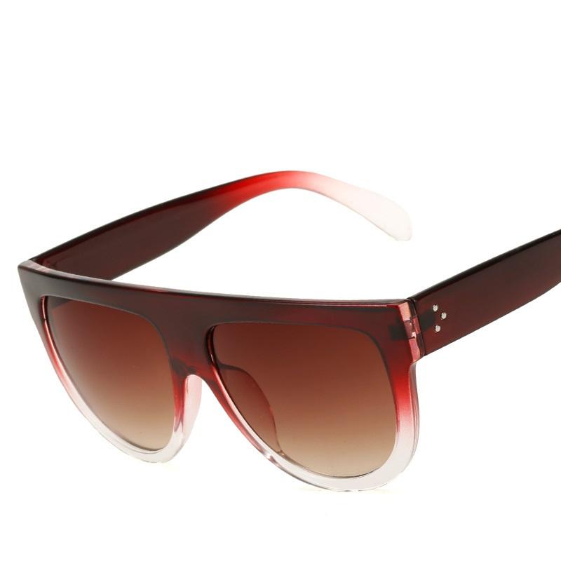 Flat Top Sunglasses Vintage Big Frame Women Men Rivet Shades UV400 Black Leopard Trendy Sun Glasses