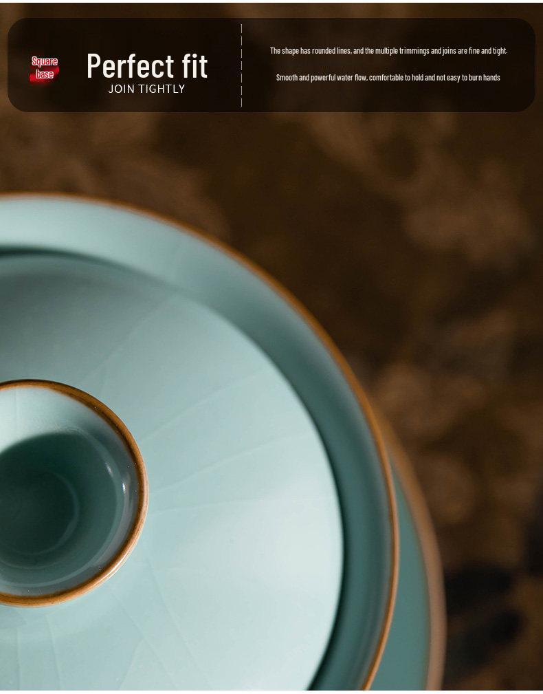 Ru Kiln Gaiwan Tea Set: Handmade Jingdezhen Kung Fu Ceramic with Three Talents Tea Cups in Retro Porcelain Gift Box