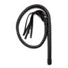 Black Hand-woven Leather Whip - 120cm Erotic Snake Horsewhip for Teaching and BDSM