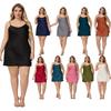 Womens Satin Chiffon Sleep Dress Plus Size V-Neck Sleeveless Nightgown Home Lounge Comfort