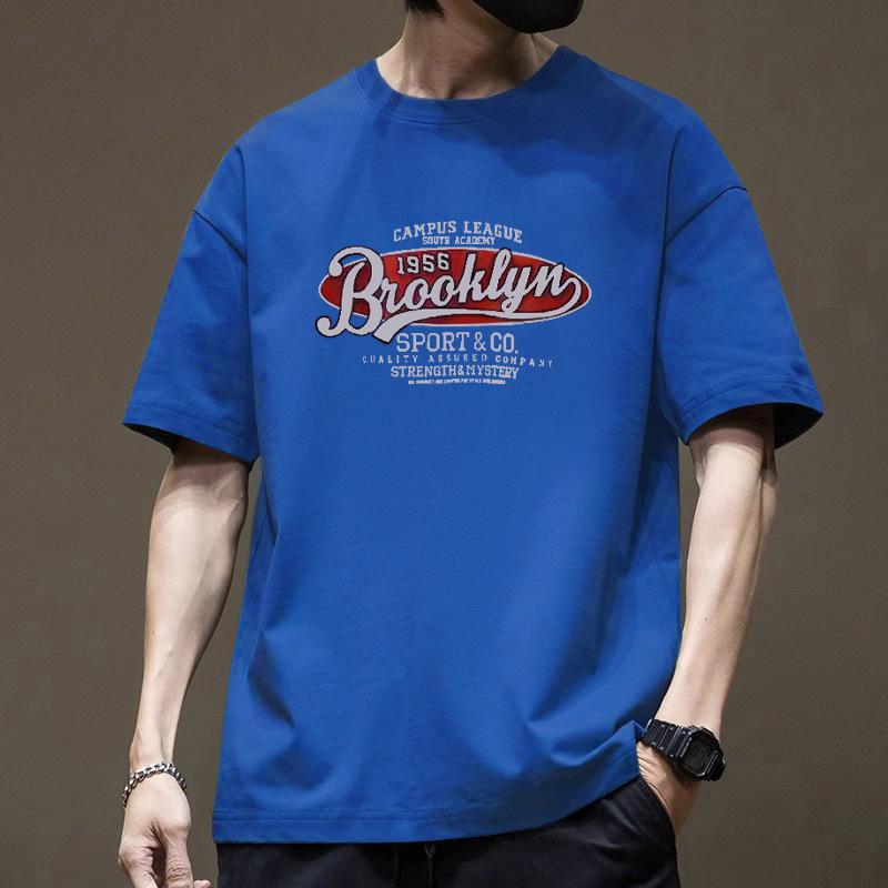 Simple T-shirt Men's print Summer Trendy Printed Cotton Short Sleeved Loose Trendy Breathable T-shirts