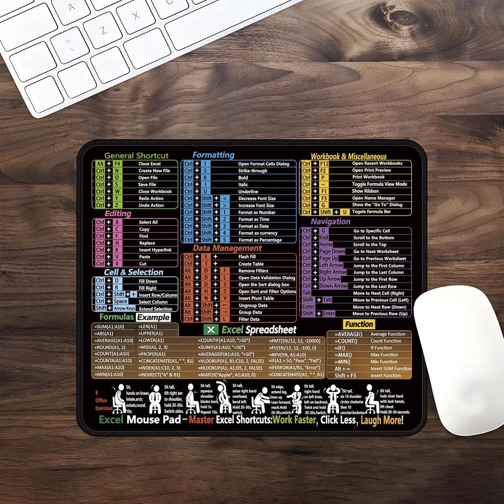 Egyedi Nagy Angol Gyorsbillentyűk Egérpad Számítógépekhez és Notebookokhoz