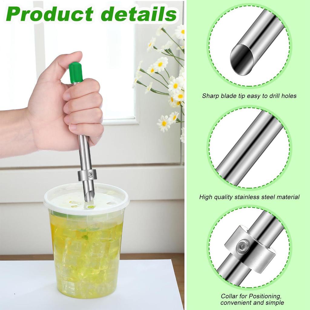 Straw Puncher For Cups Straw Hole Puncher Punching Tools Stainless Steel Kitchen Tools For Beverage Delicatessen Cafe Drinks