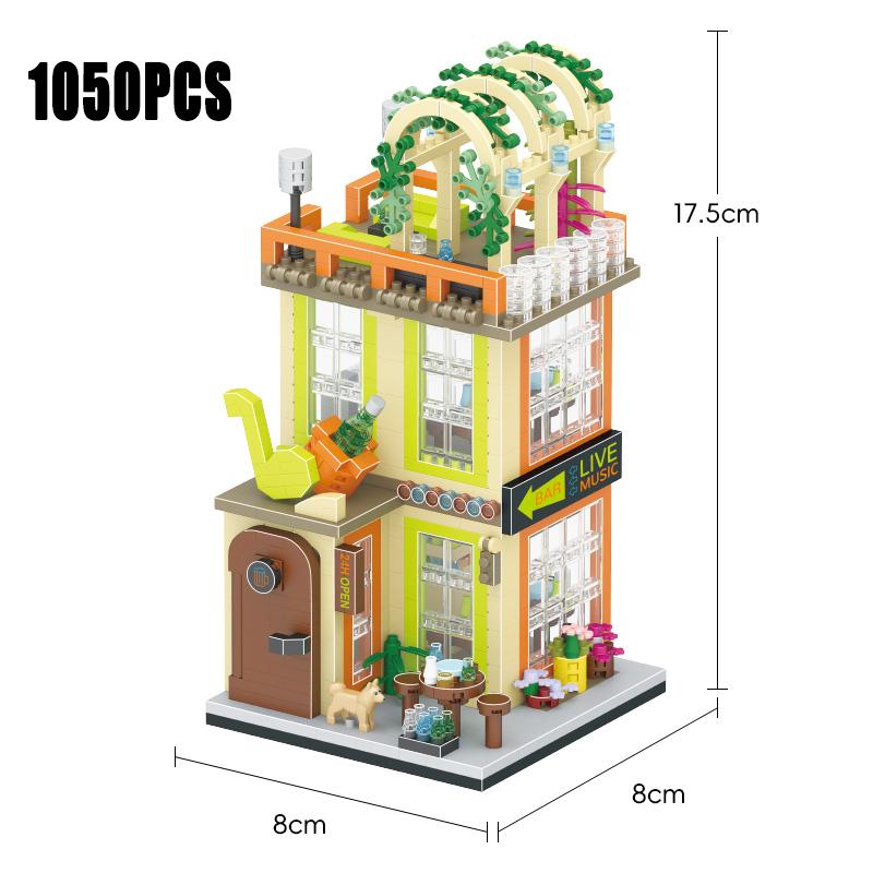 City Street View Series Micro Building Blocks Coffee Shop Particle Block Toys Diy Assembly Games Home Decoration Children Gift