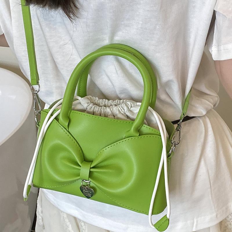 Gentle and Stylish Simple Bow Handbag 2025 Summer New Solid Color Korean Version Casual Niche Messenger Bag