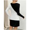 Autumn Women's Casual Colour Blocking Metal Button Long Sleeve Solid Pullover