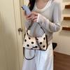 Korean Patchwork Polka Dot Linen Tote - Women's 2026 Summer Large Capacity Fashion Crossbody Bag