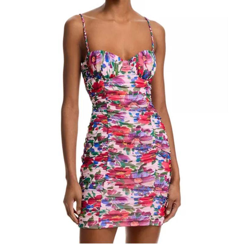 

Foreign Trade Order AQ Home Sling Slimming Lady Gyaru Elegant Exquisite Print Wrap-around Stretch Mesh Sheath Dress Color S