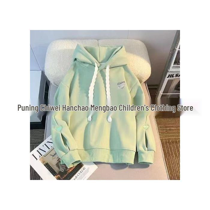 

Стильное бархатное худи в корейском стиле для девочек - 2024 Весенне-осенняя повседневная толстовка 110cm