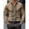 Men's Long-sleeved Shirt with Pattern Design, Fashionable Lapel Button-down Top, Versatile, Casual and Comfortable Men's Top