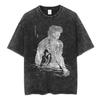 Anime Baki The Grappler Washed Tshirt Hanma Yujiro Gym Short Sleeve Tshirts Men Oversized Cotton Casual Tee Shirts Streetwear