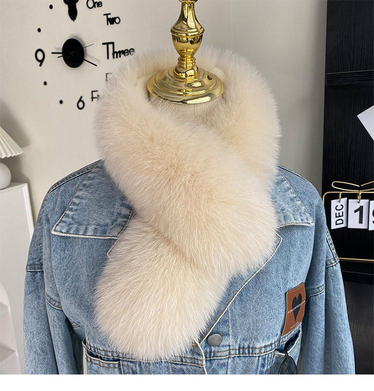 

Шарф из меха лисы премиум-класса Зимний с двухсторонним мехом Шарф из меха плюша Воротник из натурального меха Детский стиль Шарф 70cm абрикосовый