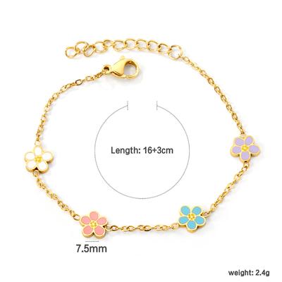 Romantische Niedliche Tropfenöl Bunte Blumen Anhänger Armbänder für Mädchen Damen Chirurgenstahl Zart Kleine Gänseblümchen Blume Schmuck