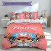 Set Biancheria da Letto Personalizzato con Nome One Piece Chopper 3 Pezzi, Include 1 Copripiumino e 2 Federe, Decorazione Camera da Letto per Tutte le Stagioni