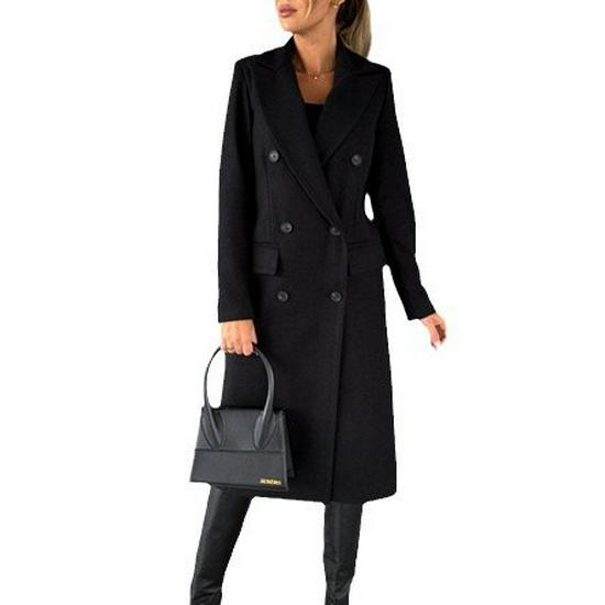 Autumn & Winter Women's Long-Sleeve Double-Breasted Wool Coat