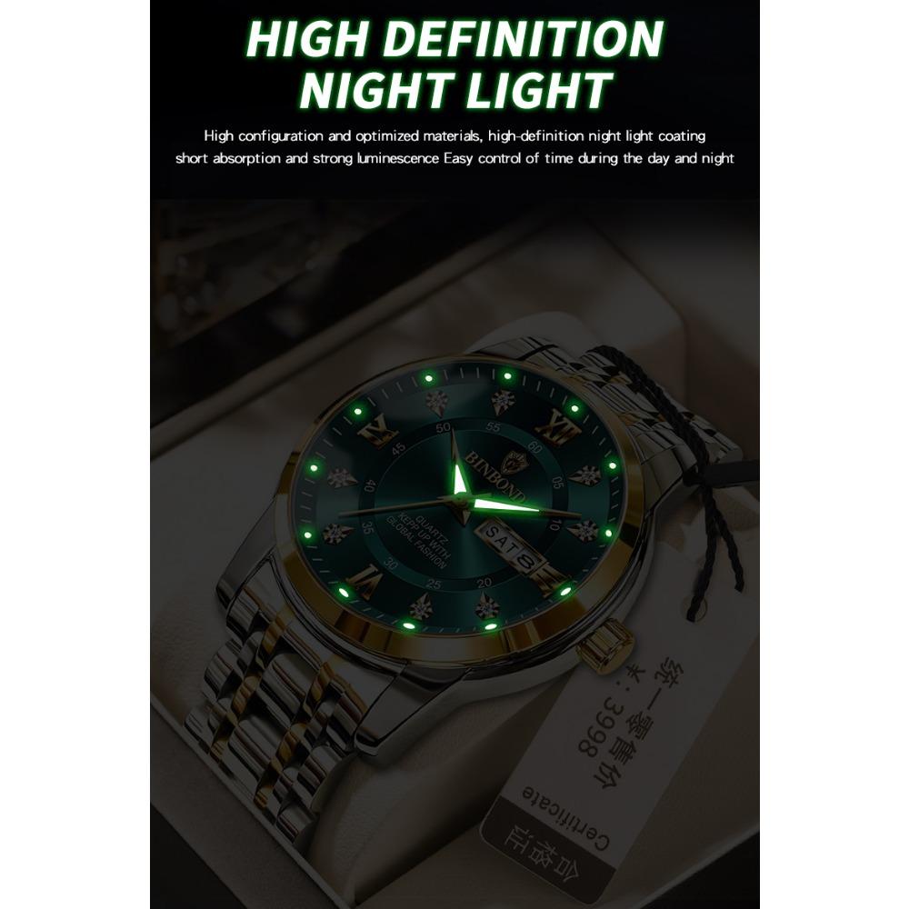 BINBOND Top Brand Luxury Fashion Watch Men 3ATM Waterproof Date Clock Sport Watches Mens Quartz Wristwatch
