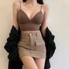 Women Crop Top Sexy Solid Color Sleeveless Straps Tank Tops Ribbed Slim Camis Basic Underwear Lingerie Padded Bra Tops LM