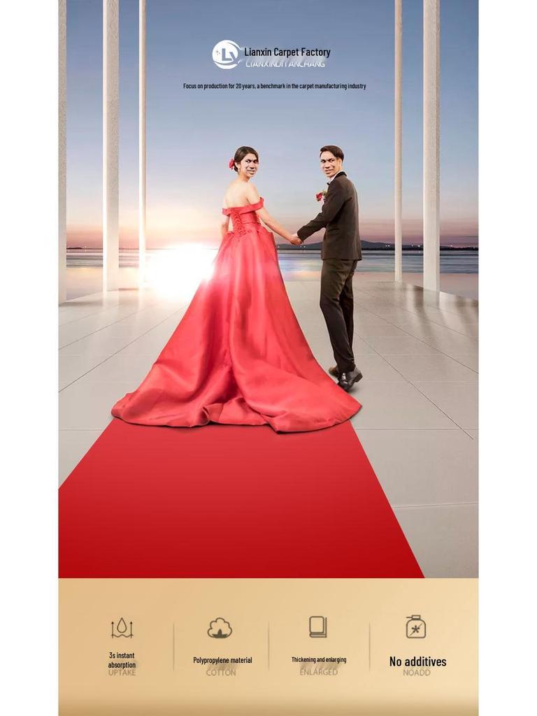 Thick Red Outdoor Wedding and Event Carpet for Stairs and Corridors
