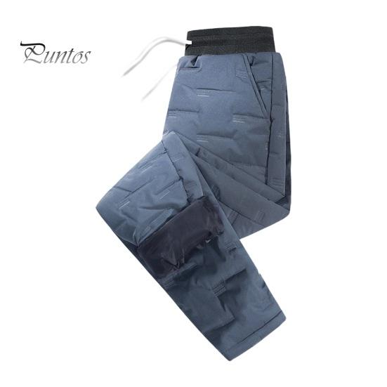 

Зимние мужские брюки с толстой подкладкой, эластичный пояс на шнурке, резинка на щиколотке, гладкая поверхность, однотонные теплые спортивные рабочие брюки для путешествий L серый