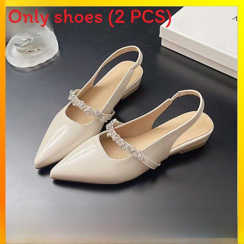 Summer Womens Flat Shoes With Pointed Head Design And Rhinestone Decoration For Casual Wear