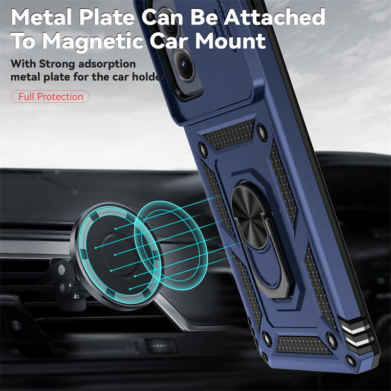 Funda For Motorola G 5G 2024 Case Car Magnetic Holder Ring Armor Shockproof Coque For Moto G5G 2024 Camera Protection Back Cover