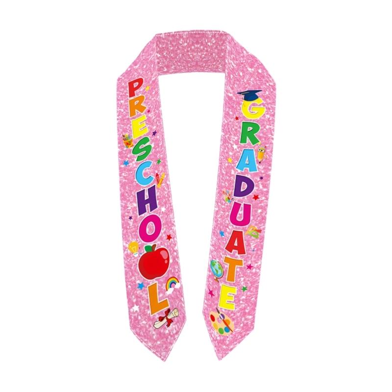 Preschool Graduation Sash With Colorful Patterns For Kids Ceremony Decoration Soft Fabric Stole Graduation Accessory