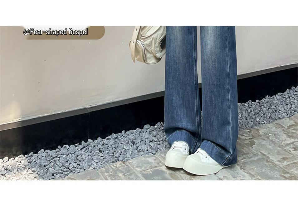 High-Waisted Blue Slim-Fit Straight-Leg Drapey Jeans - Autumn 2025 Collection