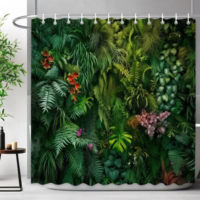 Murs Remplis de Feuilles de Plantes Vertes Rideaux de Douche Plantes Tropicales Paysage Naturel Rideaux de Douche en Polyester Décor de Salle de Bain