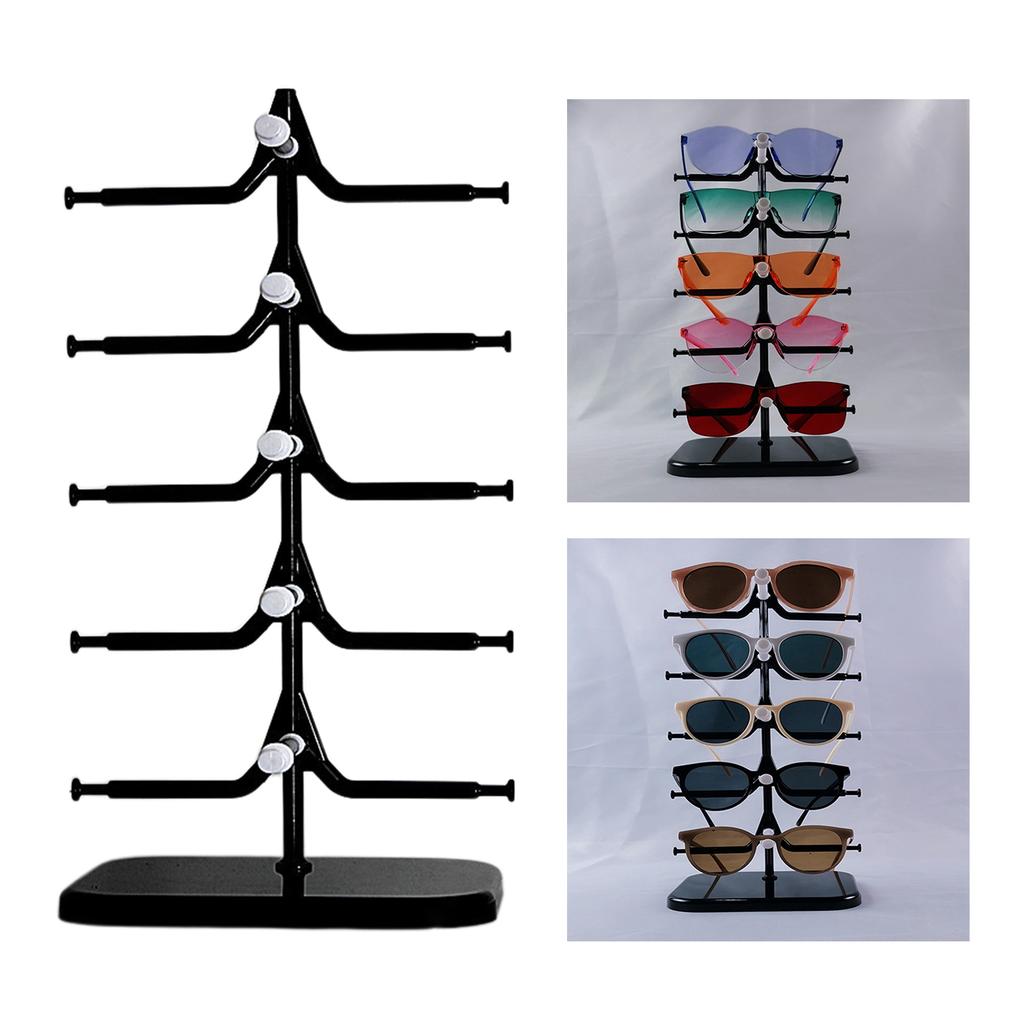 Eyeglass Display Stand Five Layer Plastic Rack Case for Retail Store Glasses Organizer and Tabletop Counter