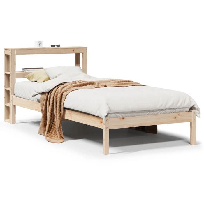 VidaXL Cadre de lit avec tête de lit 90x200 cm bois de pin massif, lit, mobilier de chambre, lit en bois, lit simple, cadre 3305716