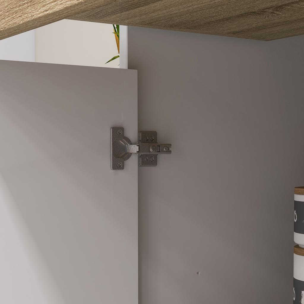 Kitchen Cabinet Storage Unit 4 Doors 1 Drawer Scandinavian Design 98 x 39 x 180 cm White and Natural