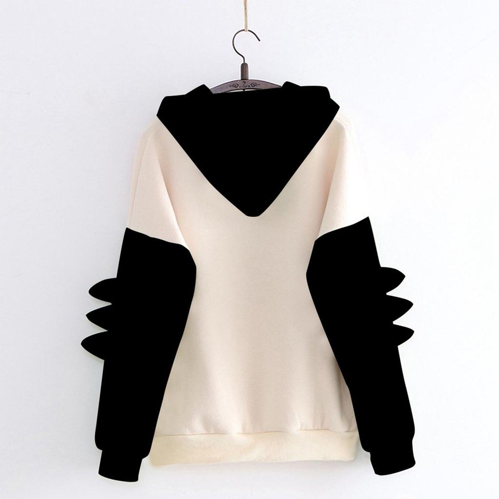 Women's Printed Contrasting Dinosaur Loose Casual Hoodie