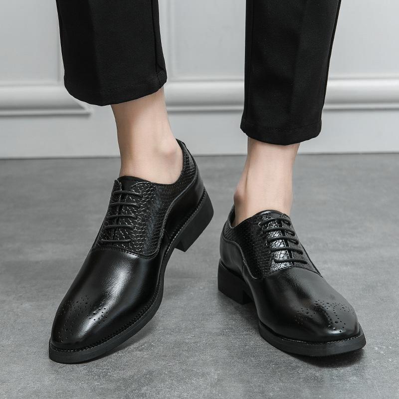 Brock leather shoes men's splicing loafers large size men's business dress casual shoes British men's shoes