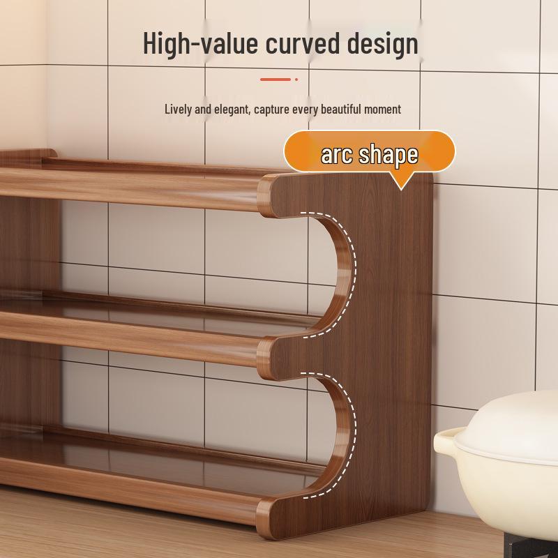 Solid Wood Multi-Layer Kitchen Spice Rack & Multifunctional Storage Organizer