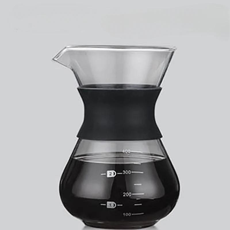 Coffee Hand Brewing Pot Made of High Borosilicate Transparent Glass Stainless Steel Coffee Filter Durable Coffee Drip Pot