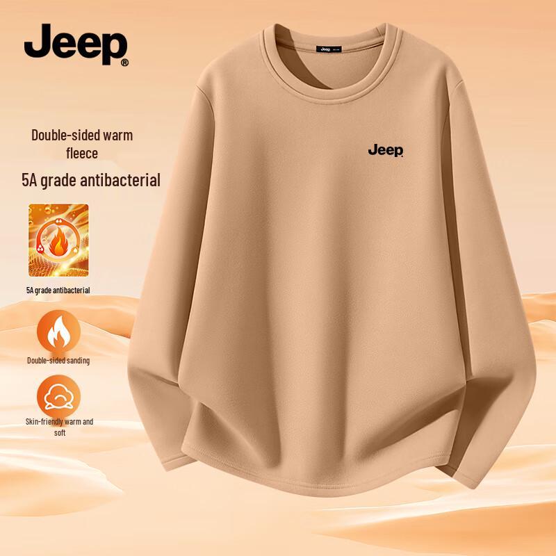 JEEP Men s Fleece-Lined Round Neck Long Sleeve Thermal T-Shirt XL